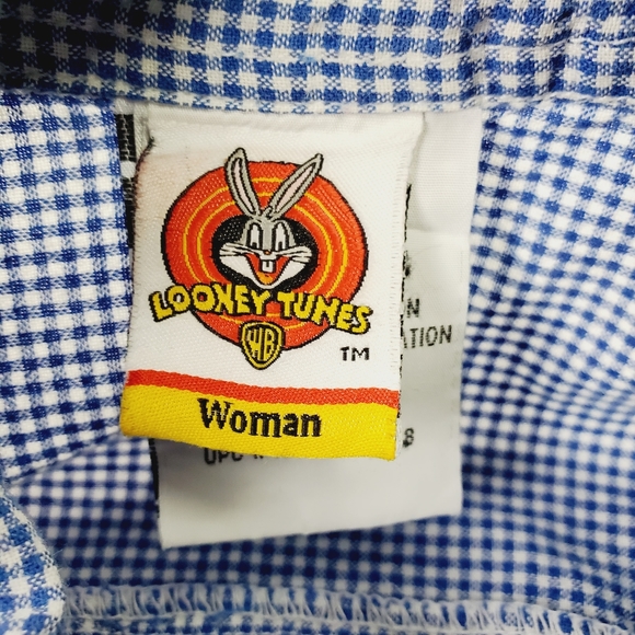 Vtg 90's Tweety Bird "How About Never" Gingham Top - Picture 6 of 8